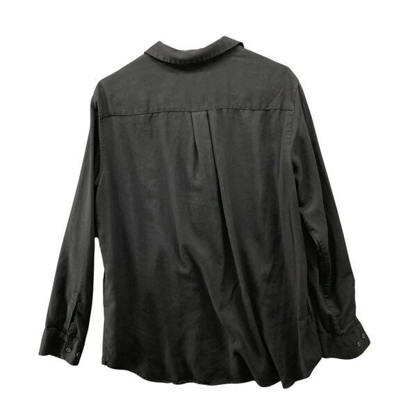 Uniqlo Rayon Blouse Womens L Black Long Sleeve Button Up Lightweight - Picture 2 of 8